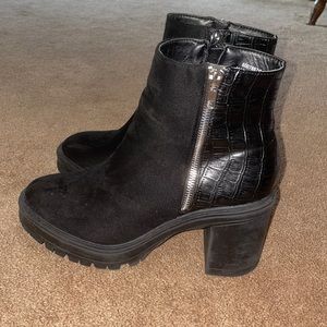 Black Platform Booties by New Look